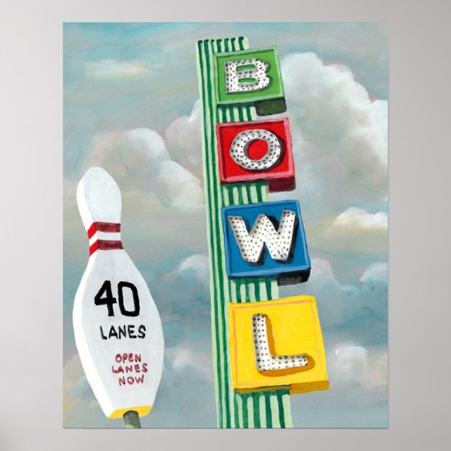 Bowling Alley Artwork Poster (Front)