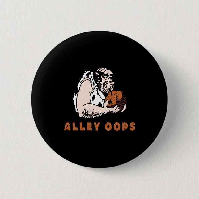 Bowling Alley Oops Caveman  6 Cm Round Badge (Front)