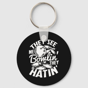 Bowling Alley Pins Spare Strike 1 Key Ring