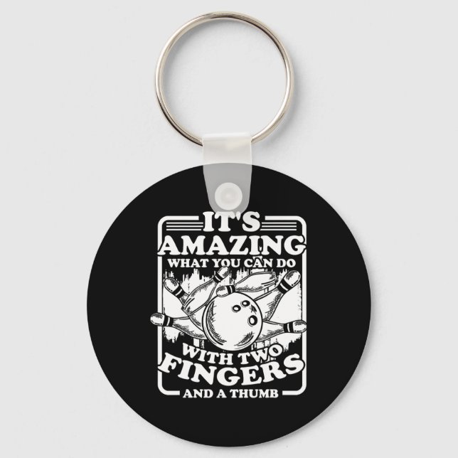 Bowling Alley Pins Spare Strike  Key Ring (Front)
