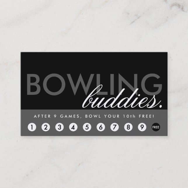 bowling alley rewards program loyalty card (Front)