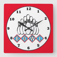 Bowling alley sports pins wall clock
