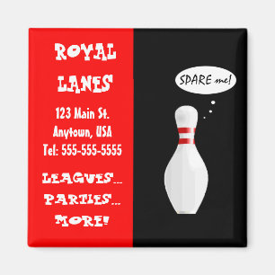 Bowling Alley Talking Pin Funny Business Card Magnet