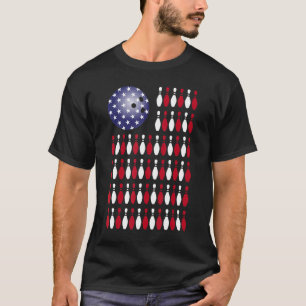 Bowling American Flag Bowler America Bowling Pins T-Shirt