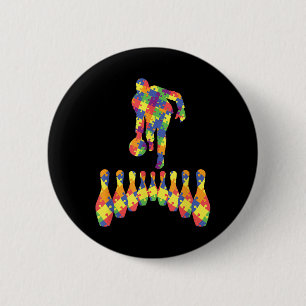 Bowling Autism Awareness Tee For Autism Awareness 6 Cm Round Badge