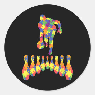 Bowling Autism Awareness Tee For Autism Awareness Classic Round Sticker