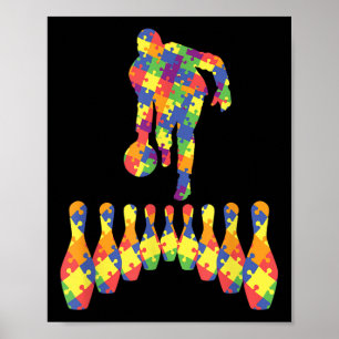 Bowling Autism Awareness Tee For Autism Awareness  Poster
