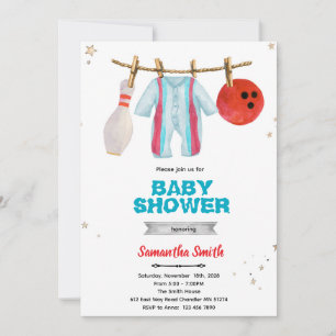 Bowling baby shower party invitation