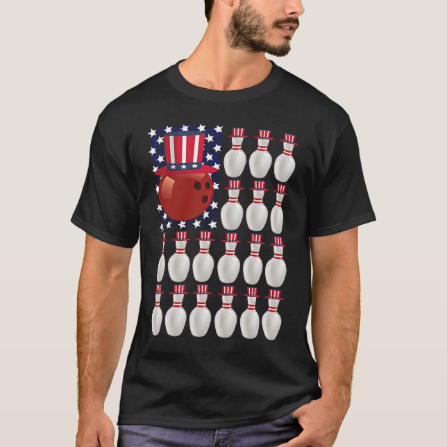 Bowling Ball American Flag 4th of July US Bowler G T-Shirt (Front)