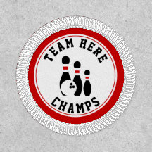 Bowling ball and pins black and red champs