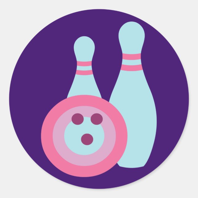 Bowling Ball and Pins Classic Round Sticker (Front)