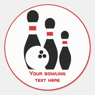 Bowling ball and pins custom classic round sticker