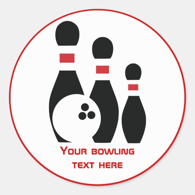 Bowling ball and pins custom classic round sticker (Front)