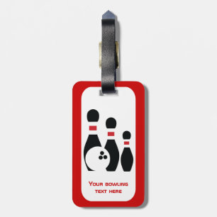 Bowling ball and pins custom luggage tag