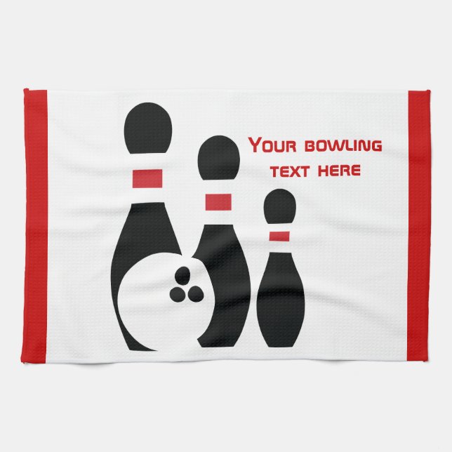 Bowling ball and pins custom tea towel (Horizontal)