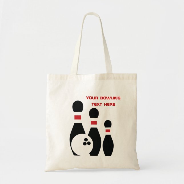 Bowling ball and pins custom tote bag (Front)