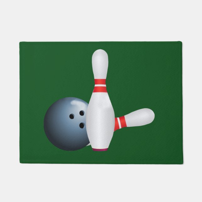 Bowling Ball and Pins, Customisable Doormat (Front)