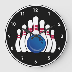 Bowling Ball and Pins Design Wall Clock