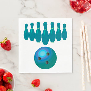 Bowling Ball and Pins Fun Sports Napkin