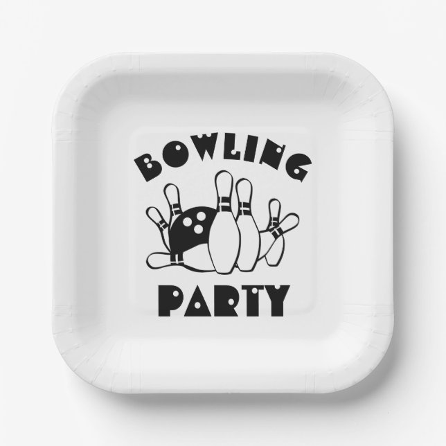 Bowling Ball And Pins  Paper Plate (Front)