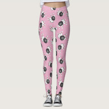 Bowling Ball and Pins Pattern Pink Leggings