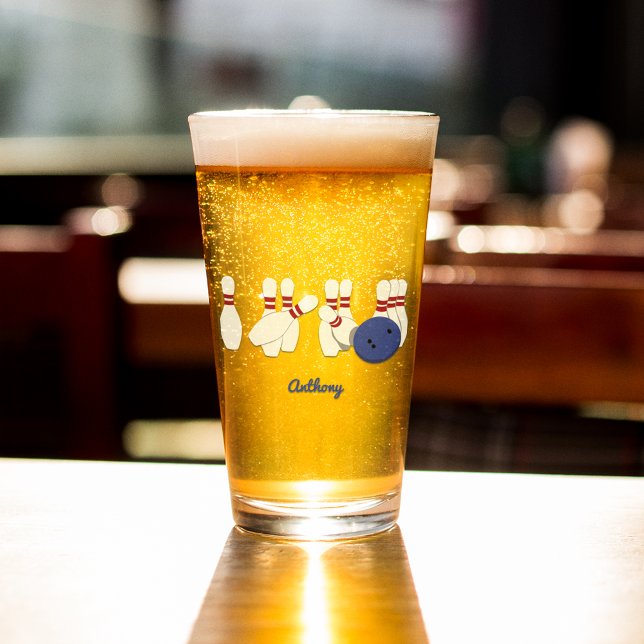 Bowling Ball and Pins Personalised Glass (Creator Uploaded)