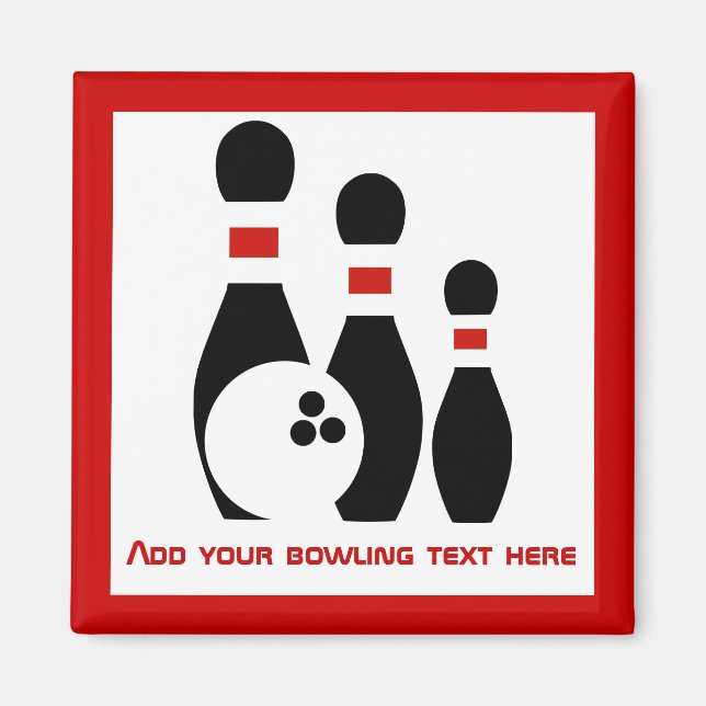 Bowling ball and pins personalised magnet (Front)
