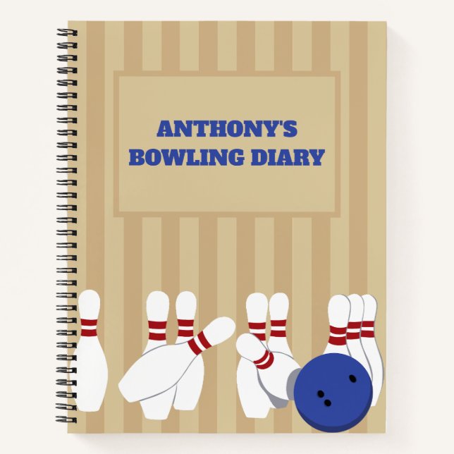 Bowling Ball and Pins Personalised Notebook (Front)