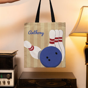 Bowling Ball and Pins Personalised Tote Bag