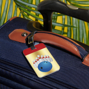 Bowling -- Ball and Pins personalize name/address Luggage Tag