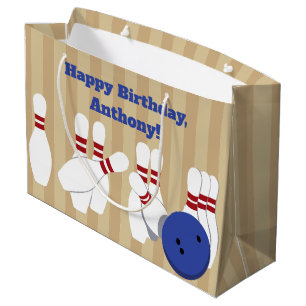Bowling Ball and Pins Personalized Large Gift Bag
