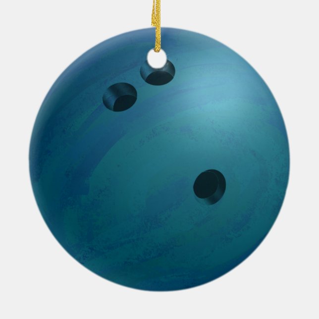 Bowling Ball Blue Ceramic Tree Decoration (Back)