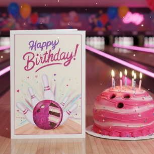 Bowling Ball Cake Birthday Surprise Card