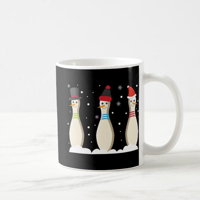 Bowling Ball Christmas Bowling Pins Santa Hat Gift Coffee Mug (Right)