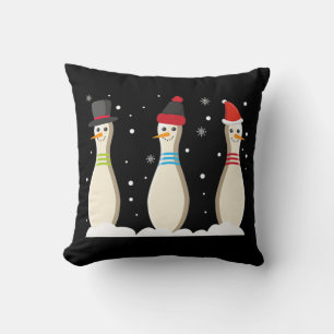 Bowling Ball Christmas Bowling Pins Santa Hat Gift Cushion