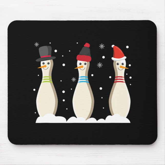Bowling Ball Christmas Bowling Pins Santa Hat Gift Mouse Pad (Front)