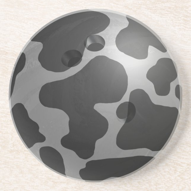 Bowling Ball Cow Grey Coaster (Front)