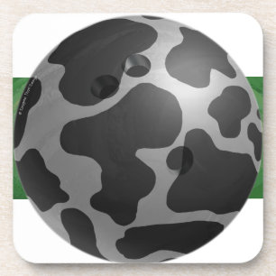 Bowling Ball Cow Grey Coaster