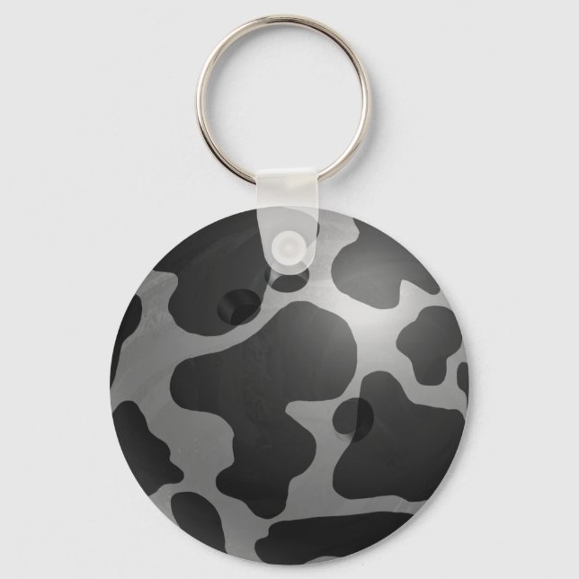 Bowling Ball Cow Grey Key Ring (Front)