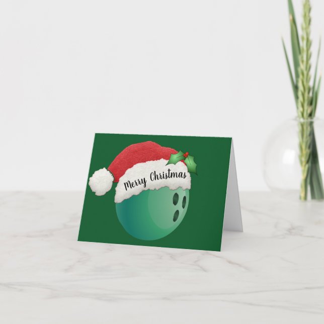 Bowling Ball Design Christmas Card (Front)