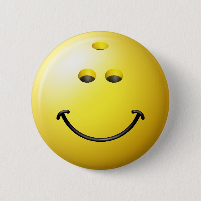 Bowling Ball Face 6 Cm Round Badge (Front)