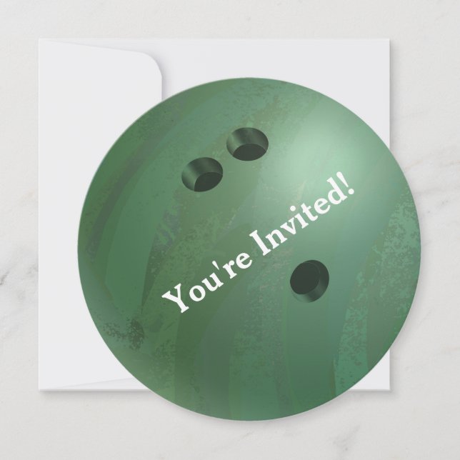 Bowling Ball Green Party Invitation (Front)