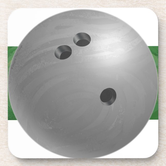 Bowling Ball Grey Coaster (Front)