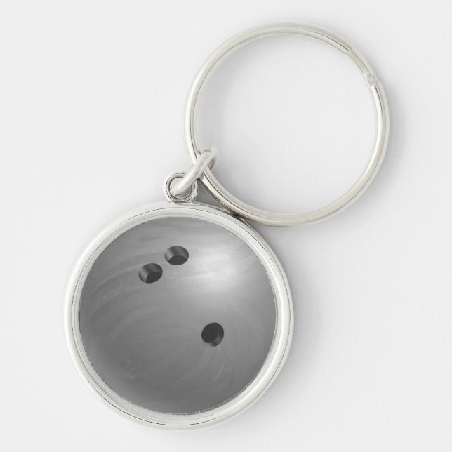 Bowling Ball Grey Key Ring (Front)