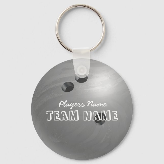 Bowling Ball Grey Key Ring (Front)