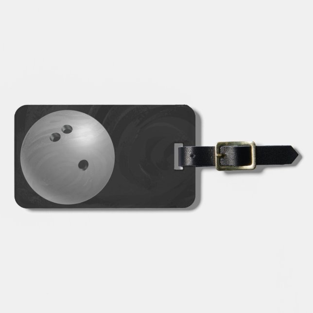 Bowling Ball Grey Luggage Tag (Front Horizontal)