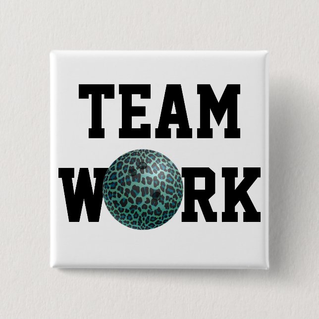 Bowling Ball Leopard Teal 15 Cm Square Badge (Front)