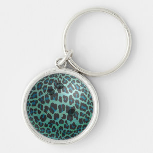 Bowling Ball Leopard Teal Key Ring