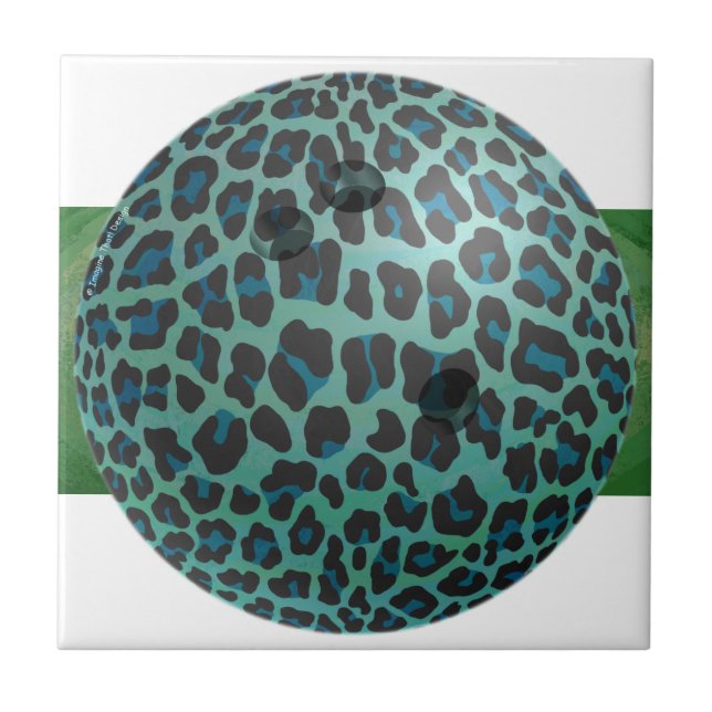 Bowling Ball Leopard Teal Tile (Front)