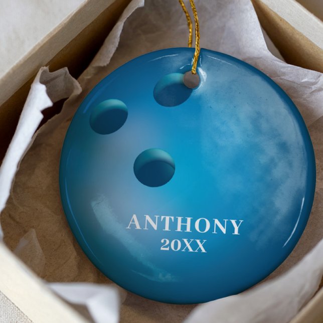 Bowling Ball Personalized Christmas Ceramic Tree Decoration (Creator Uploaded)